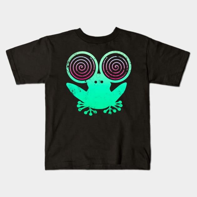 Hypnotic Abstract Frog - Green Kids T-Shirt by Scailaret